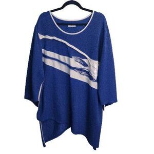 Jaskar Mixed Media Asymmetric Hem Lagonlook Tunic Sweater Size 2X